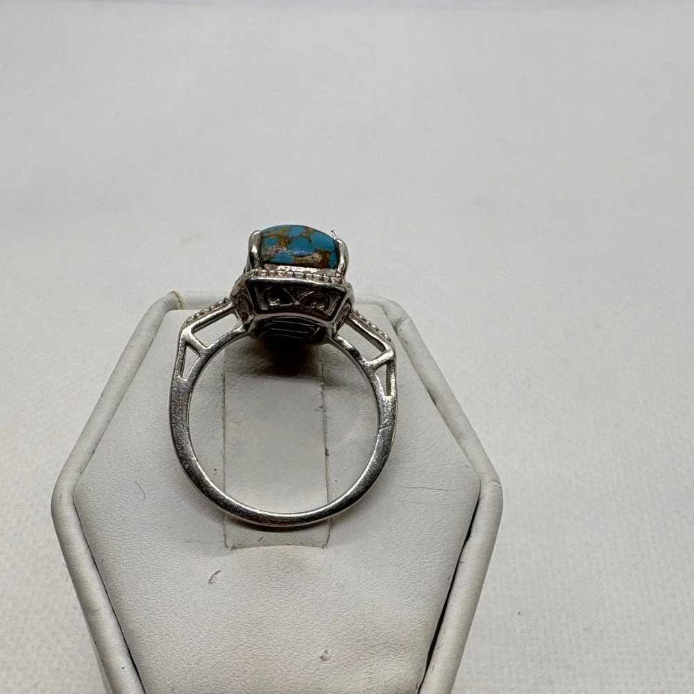 STS Chuck Clemency Turquoise Ring Size 5 Sterling Silver 925 Textured Band